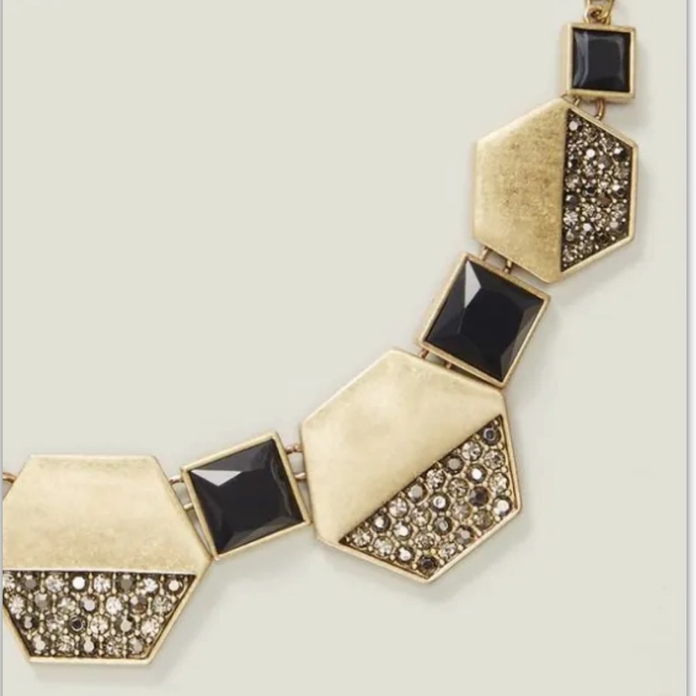 ANN TAYLOR LOFT Metallic Pave Hexagon Necklace - GOLD TONED - Picture 2 of 5